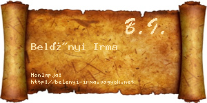 Belényi Irma névjegykártya